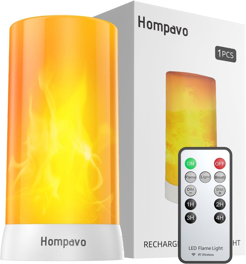 Hompavo Store 【Upgraded】 LED Flame Lights with Remote & Timer, 4-Mode Rechargeable Battery Operated Flameless Candles, Pillar Flickering Lantern for Living Room Bathroom Patio Wedding Christmas Home Decor - Image 1